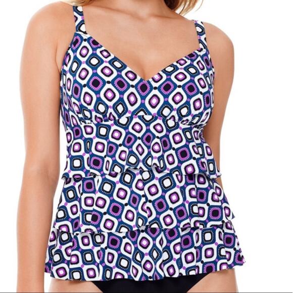 Swim Solution tiered one piece swimsuit Sz 10 - Picture 1 of 8